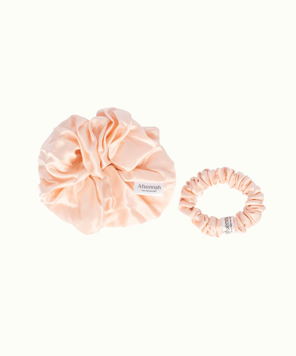 Afsennah mulberry silk scrunchie in baby pink