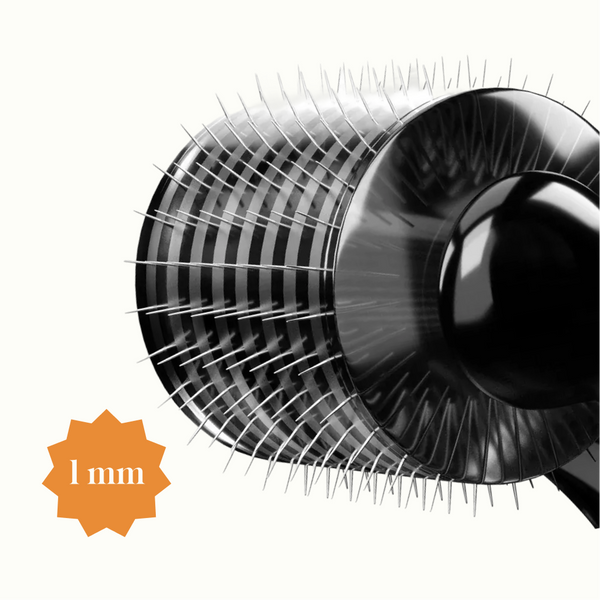 Close-up of the 1mm surgical stainless steel needles on the Afsennah Microneedle Scalp Roller