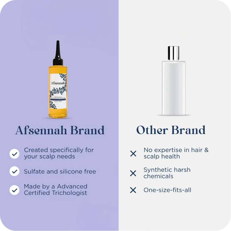 Afsennah Custom Hair Growth Oil for men compared with an ordinary hair oil