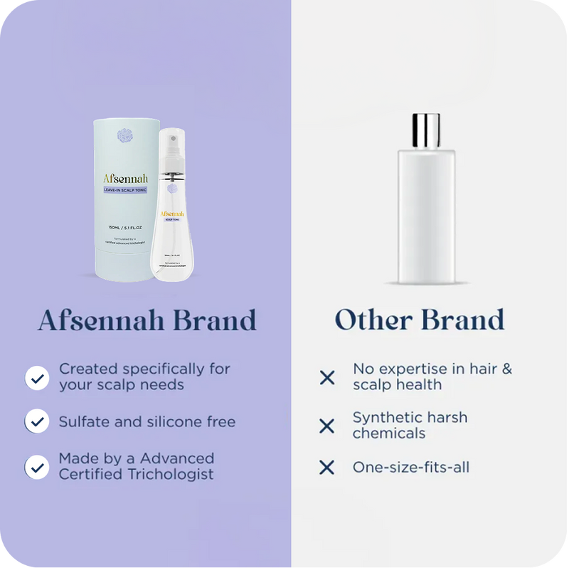 Comparison of the Afsennah Custom Scalp Tonic against a generic brand