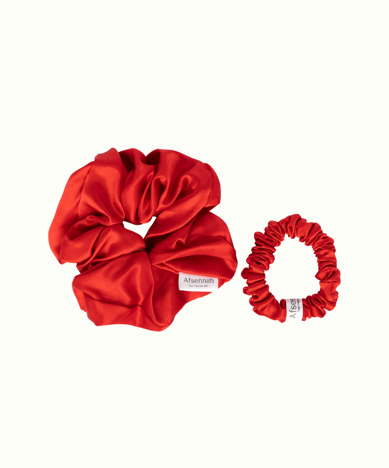 Afsennah mulberry silk scrunchie in russian red