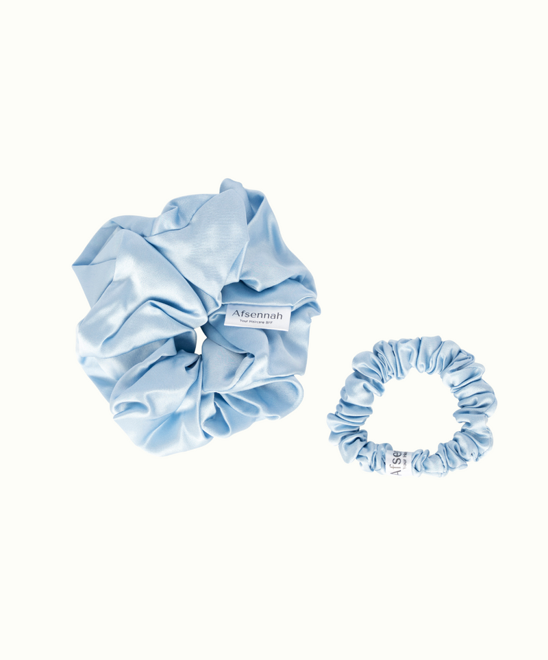 Afsennah mulberry silk scrunchie in baby blue