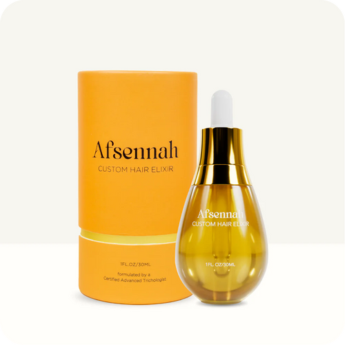Afsennah Custom Hair Elixir, a lightweight finishing oil for shine and heat protection